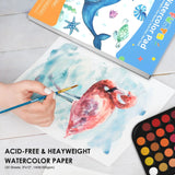 Funto watercolor paint kit 48 colors complete set with paper pad and brushes 