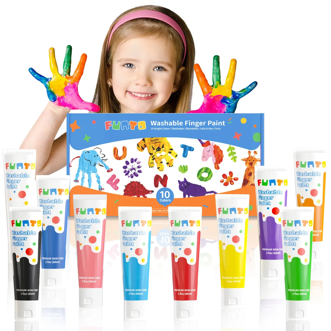 Washable Finger Paint - 10 Colors - Funto