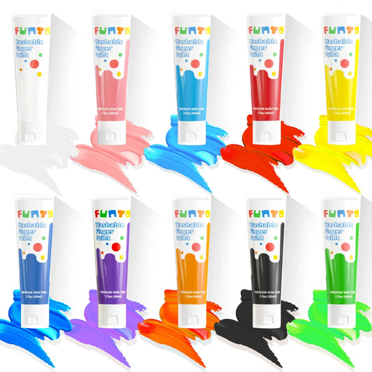 Washable Finger Paint - 10 Colors - Funto