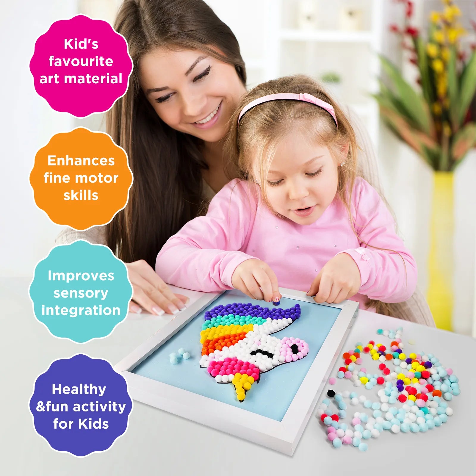 Pom Pom Painting Art Kit Astronaut Painting Sticky Wall Art Includes Colorful Pompom Puff Ball Photo Frame Line Drawing Instruction Toddlers Holiday Pom Pom Painting Art Kit Astronaut Painting Sticky Wall Art Includes Colorful Pompom Puff Ball Photo Frame Line Drawing Instruction Toddlers Holiday