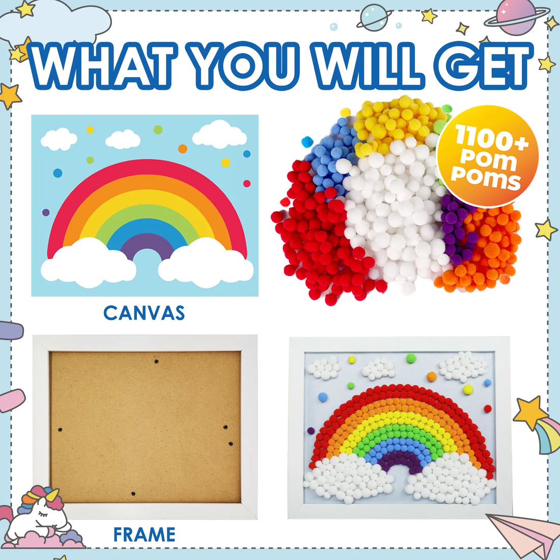 Rainbow Pom Pom Painting Art Kit - Funto