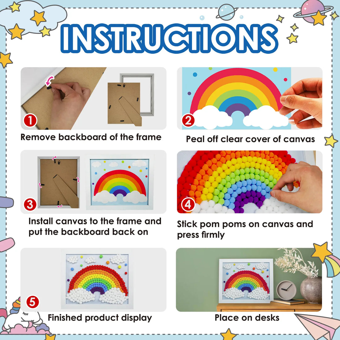 Rainbow Pom Pom Painting Art Kit - Funto