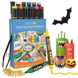 Funto dual tip acrylic paint markers 12 colors with 3 interchangeable tips 