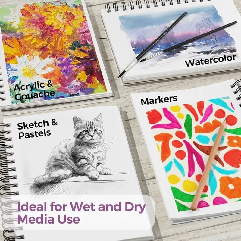 Funto spiral bound watercolor pad 3-pack heavyweight cold-pressed paper 