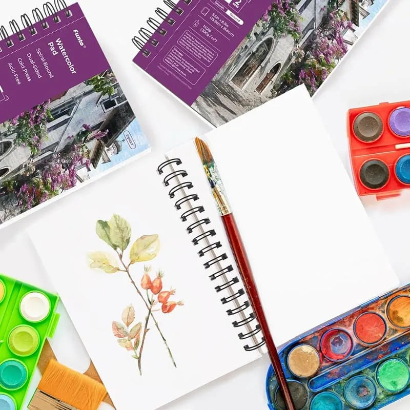 Funto spiral watercolor pad multi-media acid-free paper for artists 