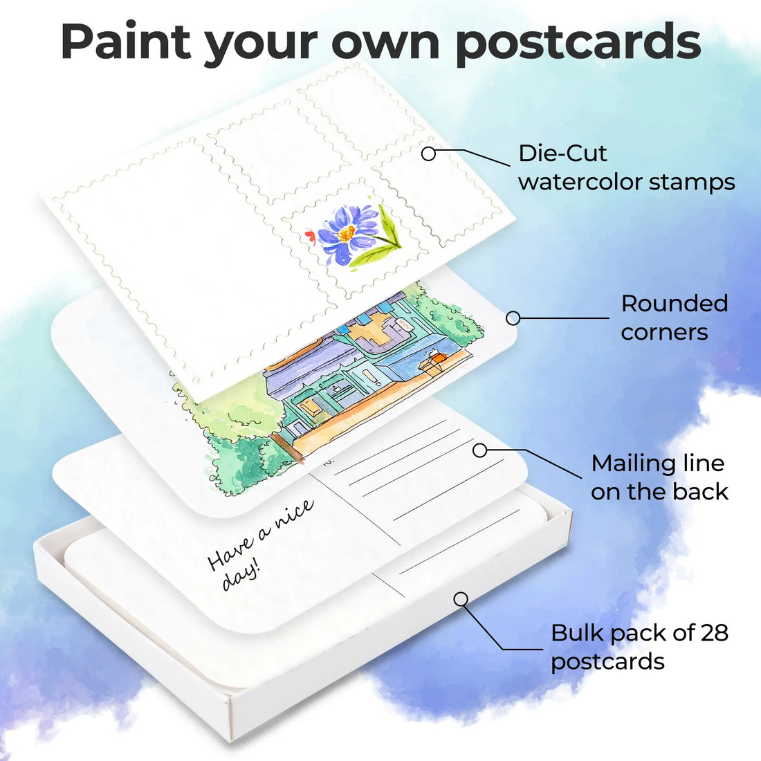 Funto premium watercolor postcards 100% cotton for wedding invitations 