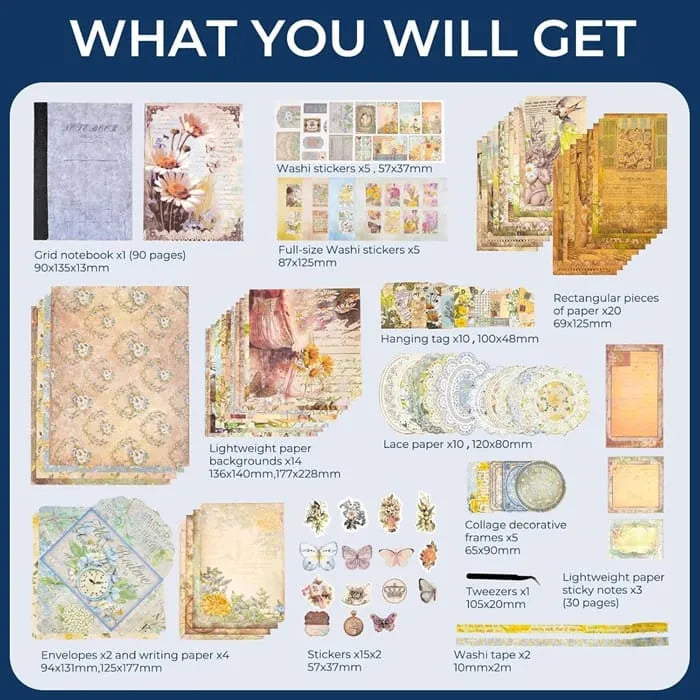 Funto vintage scrapbooking kit wonderland collection junk journal supplies 