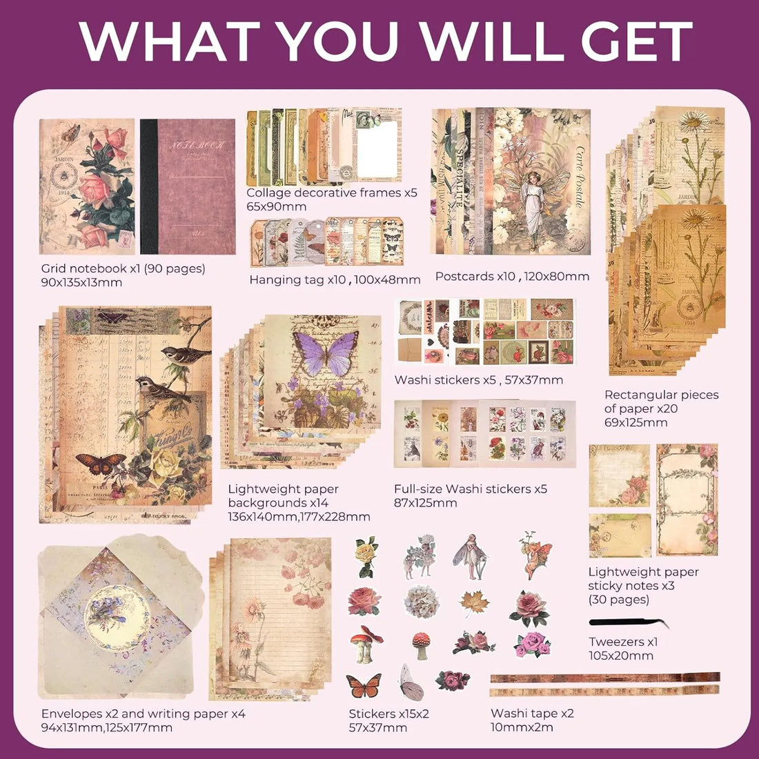 Funto vintage junk journal kit premium quality scrapbook accessories 