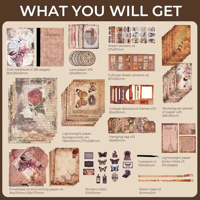 Funto vintage scrapbooking kit aesthetic stickers decorative papers 