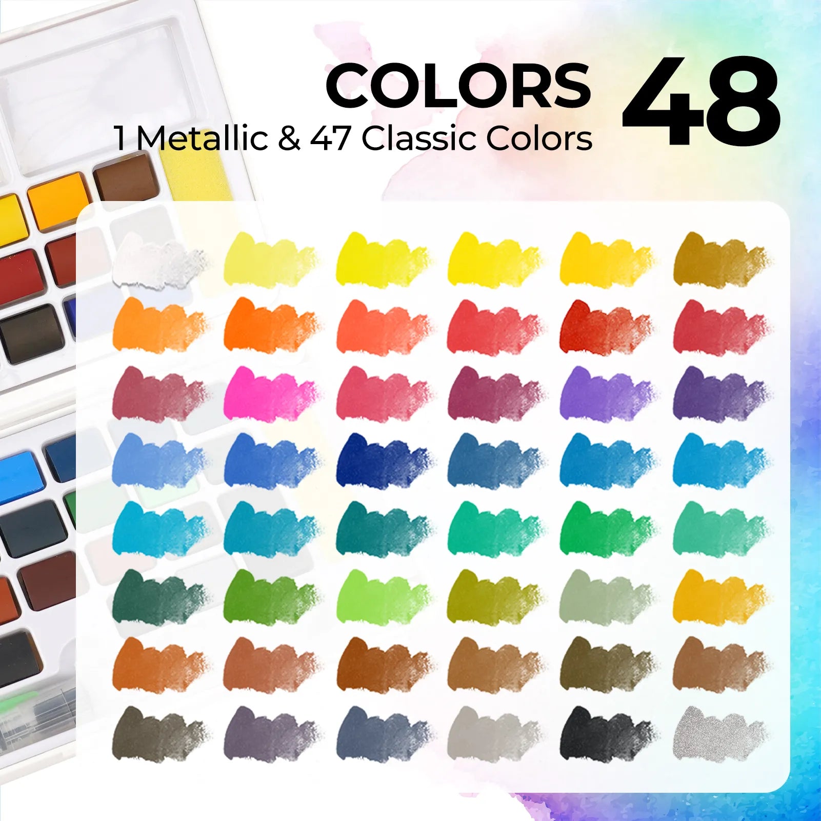 48 Colors Professional Watercolor Paint Set