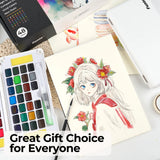 Funto compact watercolor paint kit 48 colors perfect gift for art enthusiasts 