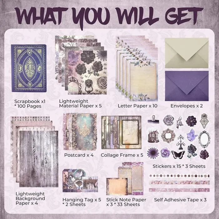 Funto medieval vintage junk journal kit 185 pcs complete set 