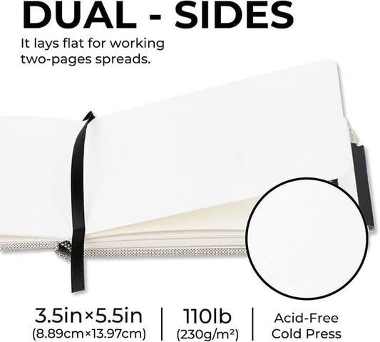 Funto 3.5x5.5 watercolor journal linen hardcover with elastic band 