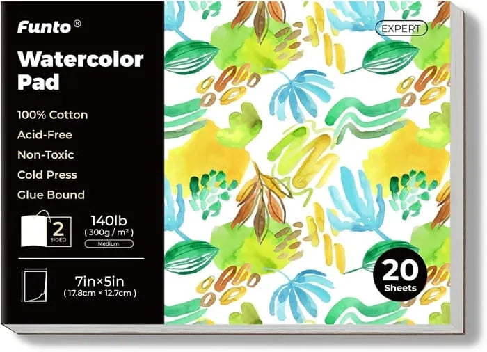 Funto watercolor pad 100% cotton 20 sheets various sizes 140lb 300gsm 