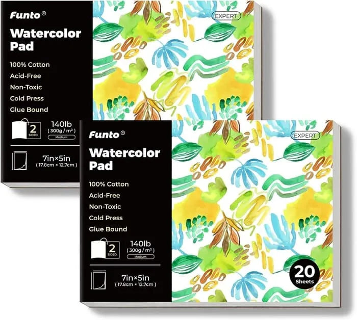 Funto 100% cotton watercolor paper pad cold-pressed 20 double-sided sheets 