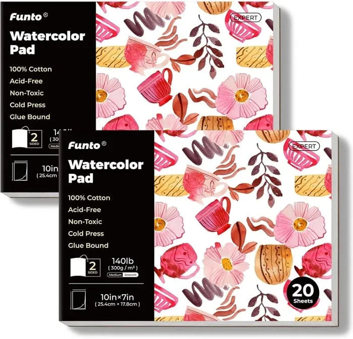 Funto 100% cotton watercolor paper pad 140lb acid-free 20 sheets 
