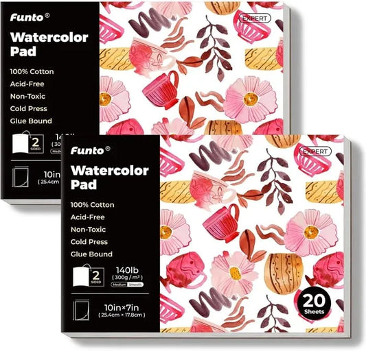 Funto 100% cotton watercolor paper pad 140lb acid-free 20 sheets 