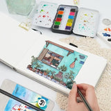 Funto watercolor journal leather cover multi-media for sketching 