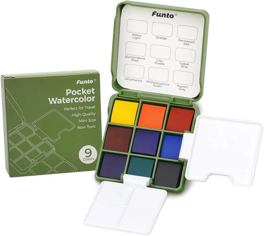 POCKET Watercolor Paint Set - 9 Colors