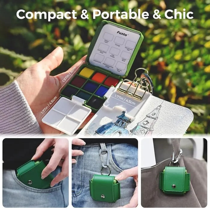 Funto pocket watercolor set 9 vibrant colors for travel artists 