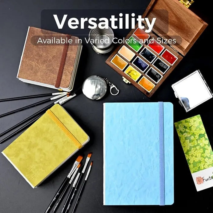 Funto watercolor journal PU leather hardcover 300g cotton paper 