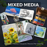 Funto PU leather watercolor journal with cloth-covered spine 