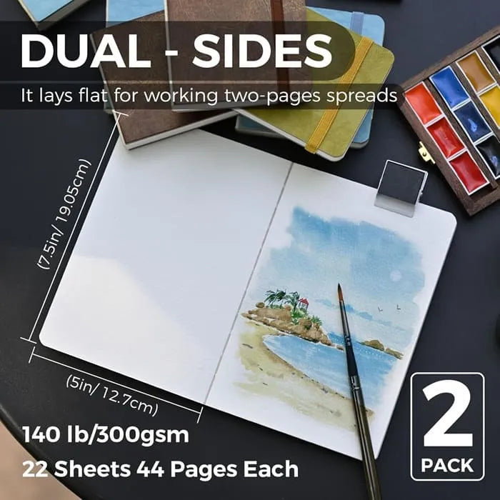 Funto 100% cotton watercolor journal pearlescent cover 2-pack 