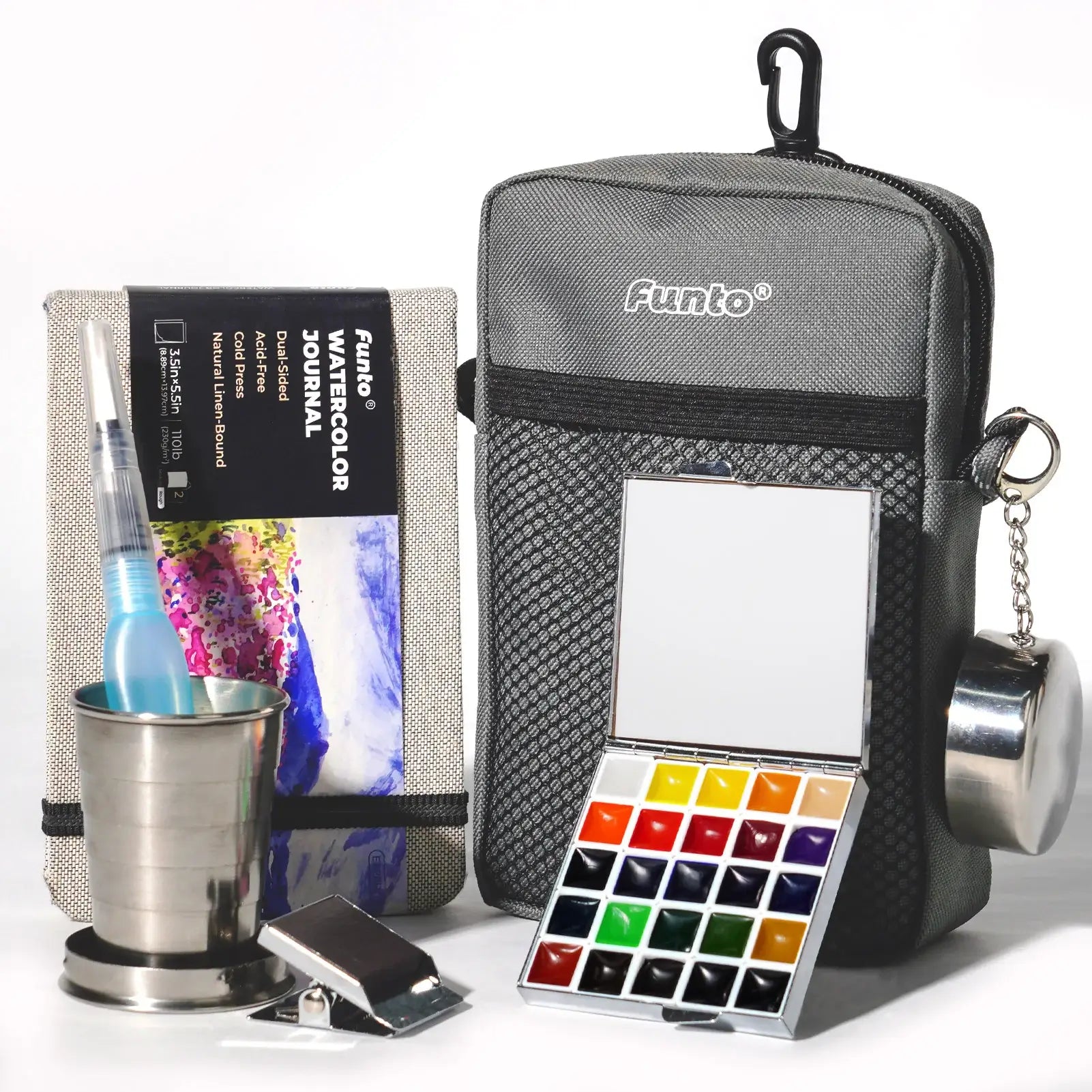 Funto mirrorlike 24 colors hand-poured watercolor set complete travel kit 