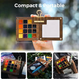 Funto hand-poured watercolor pigments with walnut wood magnetic palette 