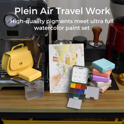 Funto watercolor travel set mini water cup and brush holder 