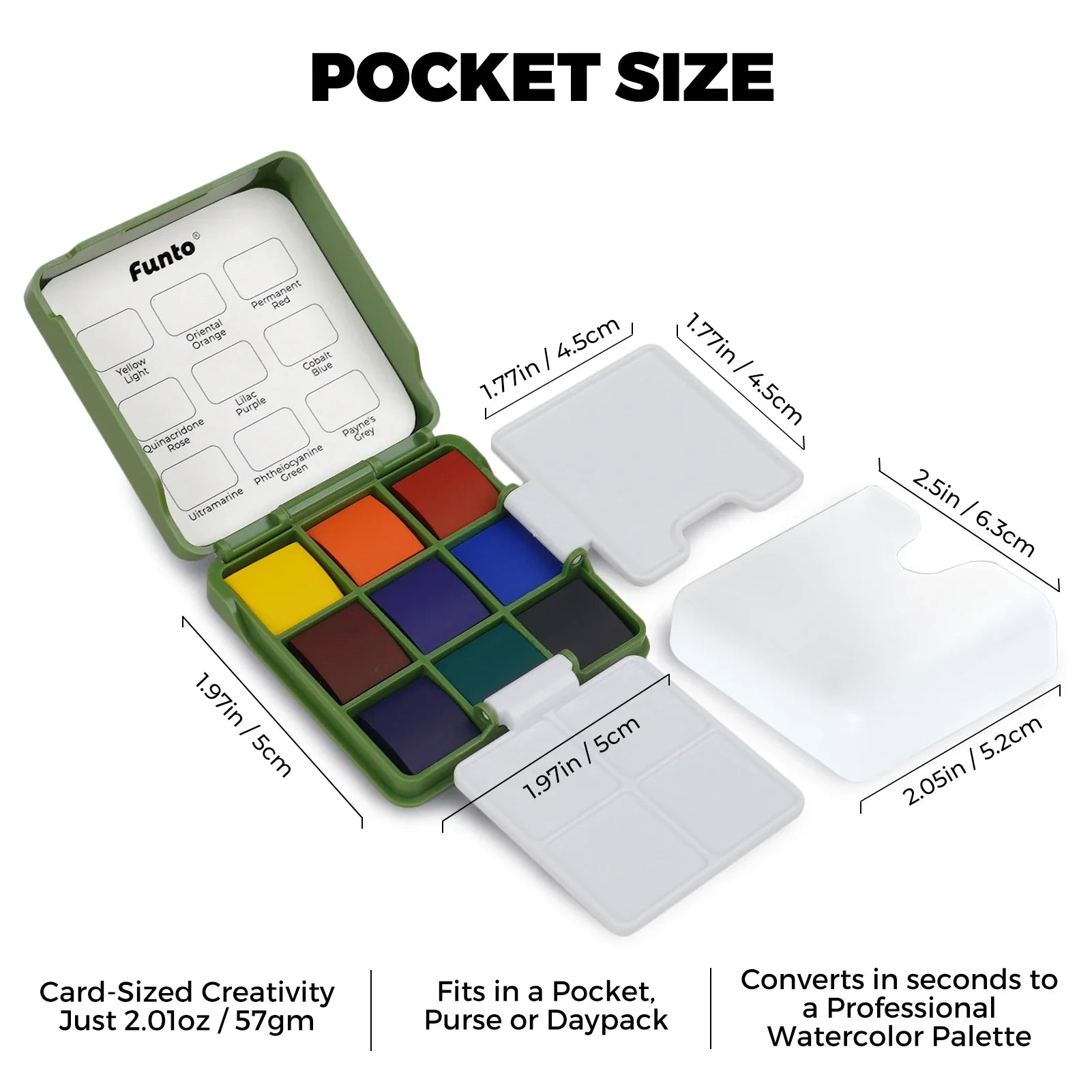 Pocket Watercolor Paint Set 9 Colors with Crossbody Bag - Funto