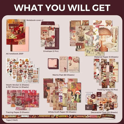 Funto vintage junk journal supplies 123 pcs scrapbook kit 