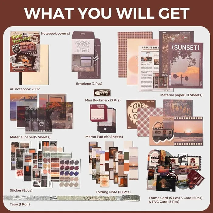 Funto vintage junk journal kit decorative papers embellishments 