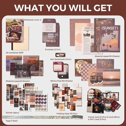 Funto vintage junk journal kit decorative papers embellishments 