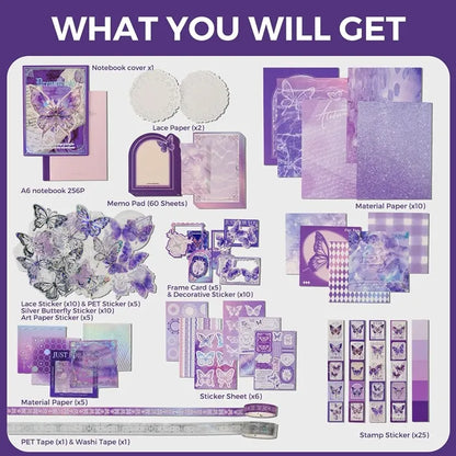 Funto vintage junk journal kit 123 pcs scrapbook materials 