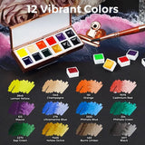 Portable watercolor kit with cotton paper bookmarks and nylon brush included