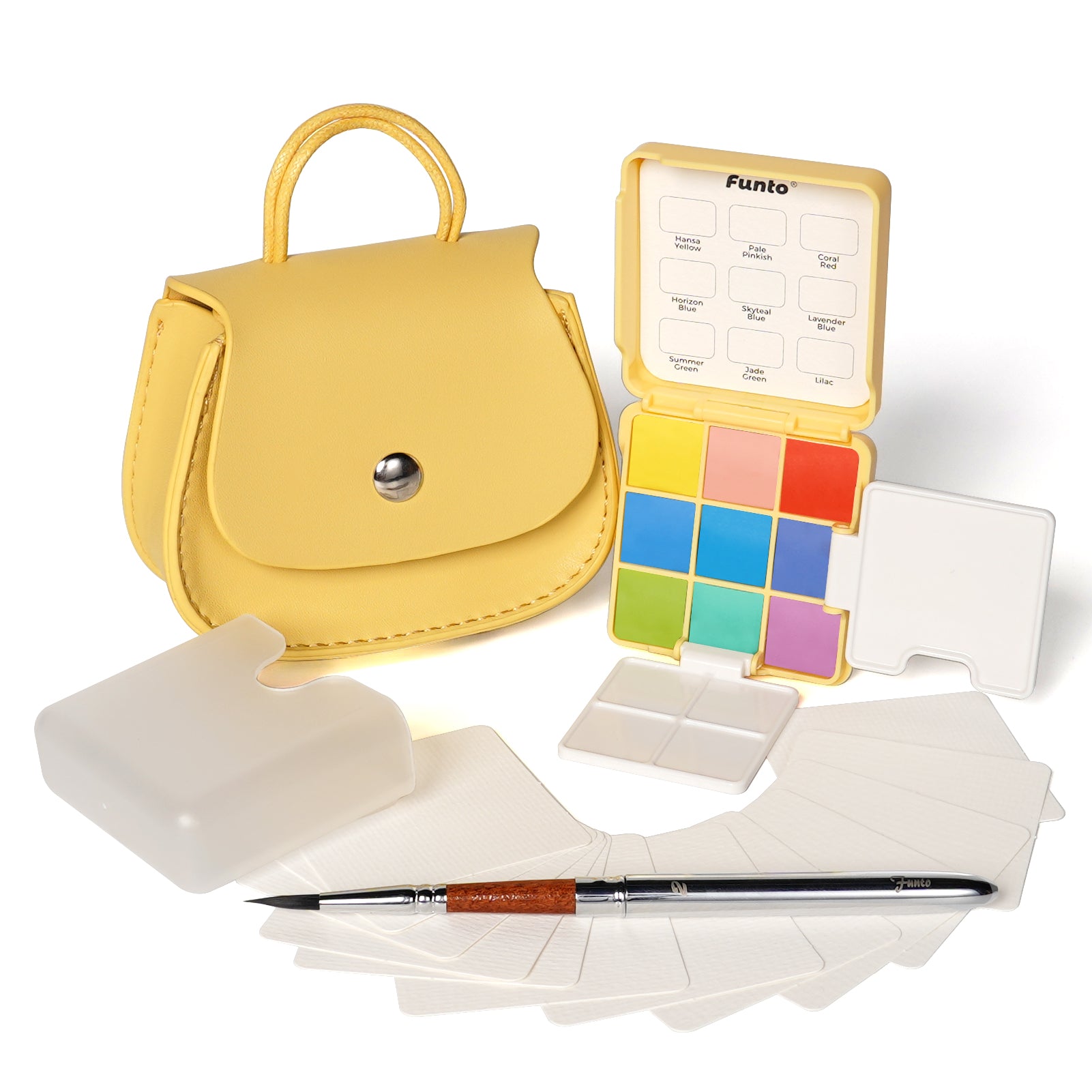 Yellow Pocket Watercolor Paint Set with Crossbody Bag - Funto