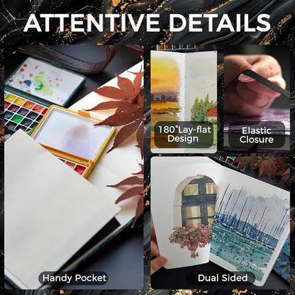 Funto 100% cotton watercolor journal portable for plein air painters 