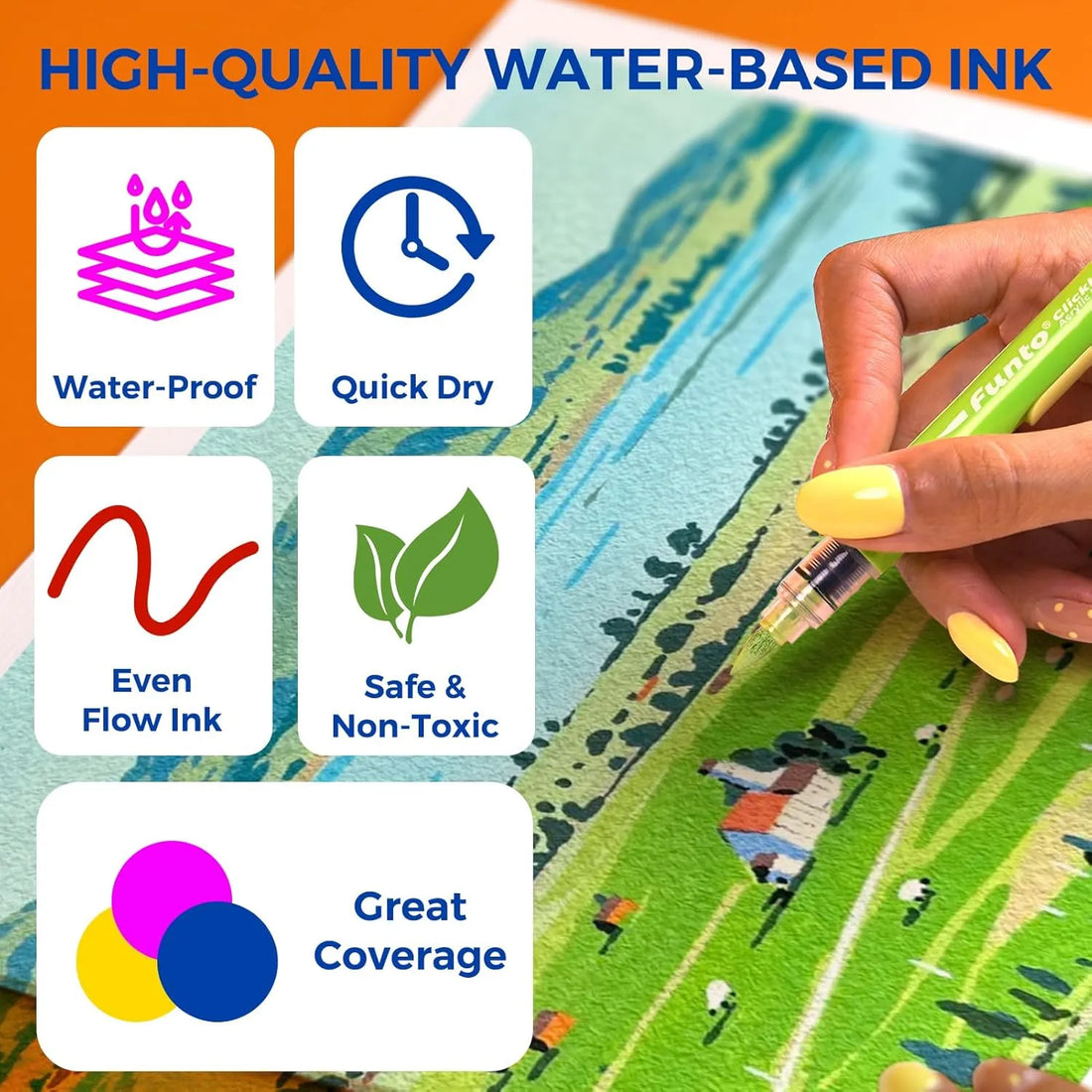 ClickLink Acrylic Markers transparent ink tank showing real-time ink levels 