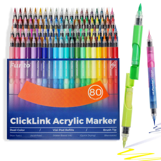 ClickLink Acrylic Markers 80 colors ultimate set with 80 ink refills 