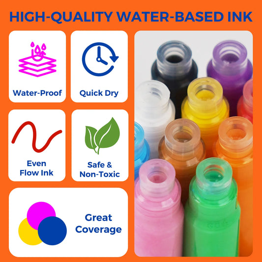 10 Colors Ink Refills Replacement Set for ClickLink Acrylic Markers - Funto