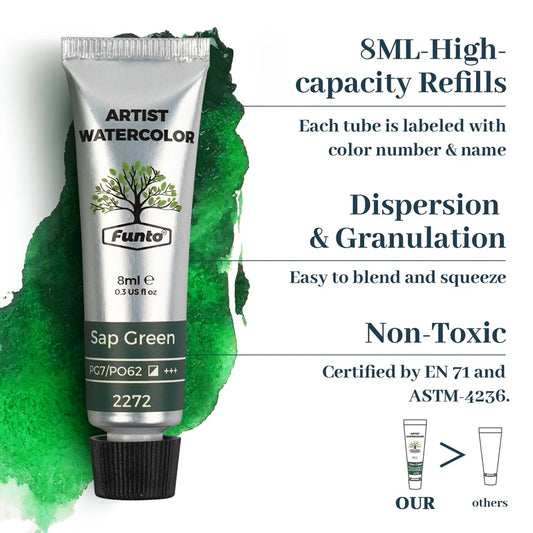 Tube Watercolor Paint 12-Color Refills