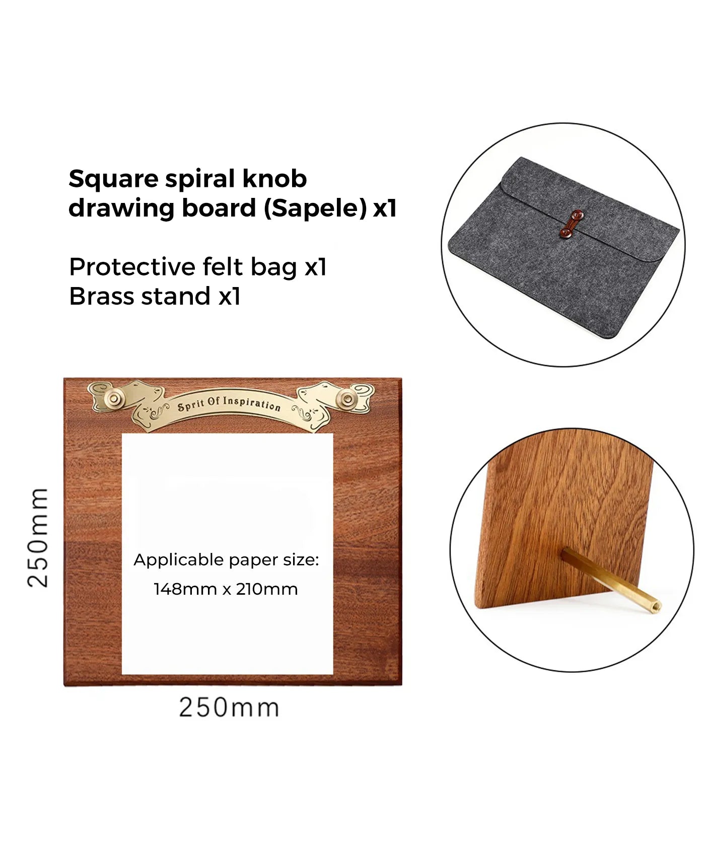 Wood Brass Clip Drawing Board