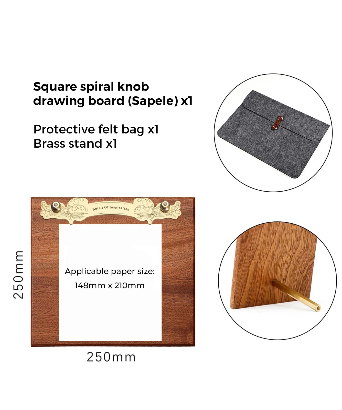 Wood Brass Clip Drawing Board