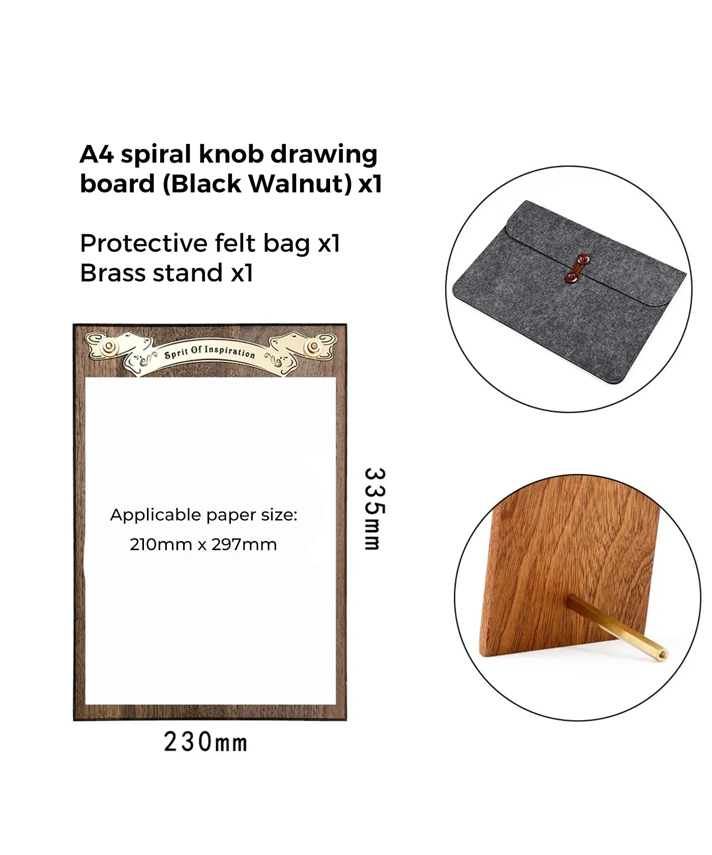 Wood Brass Clip Drawing Board