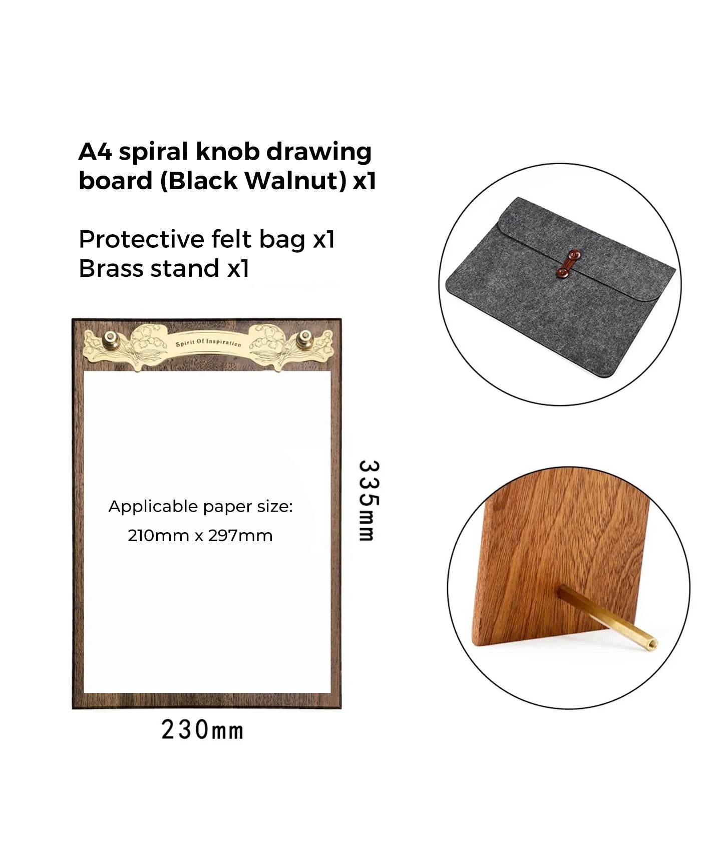 Wood Brass Clip Drawing Board