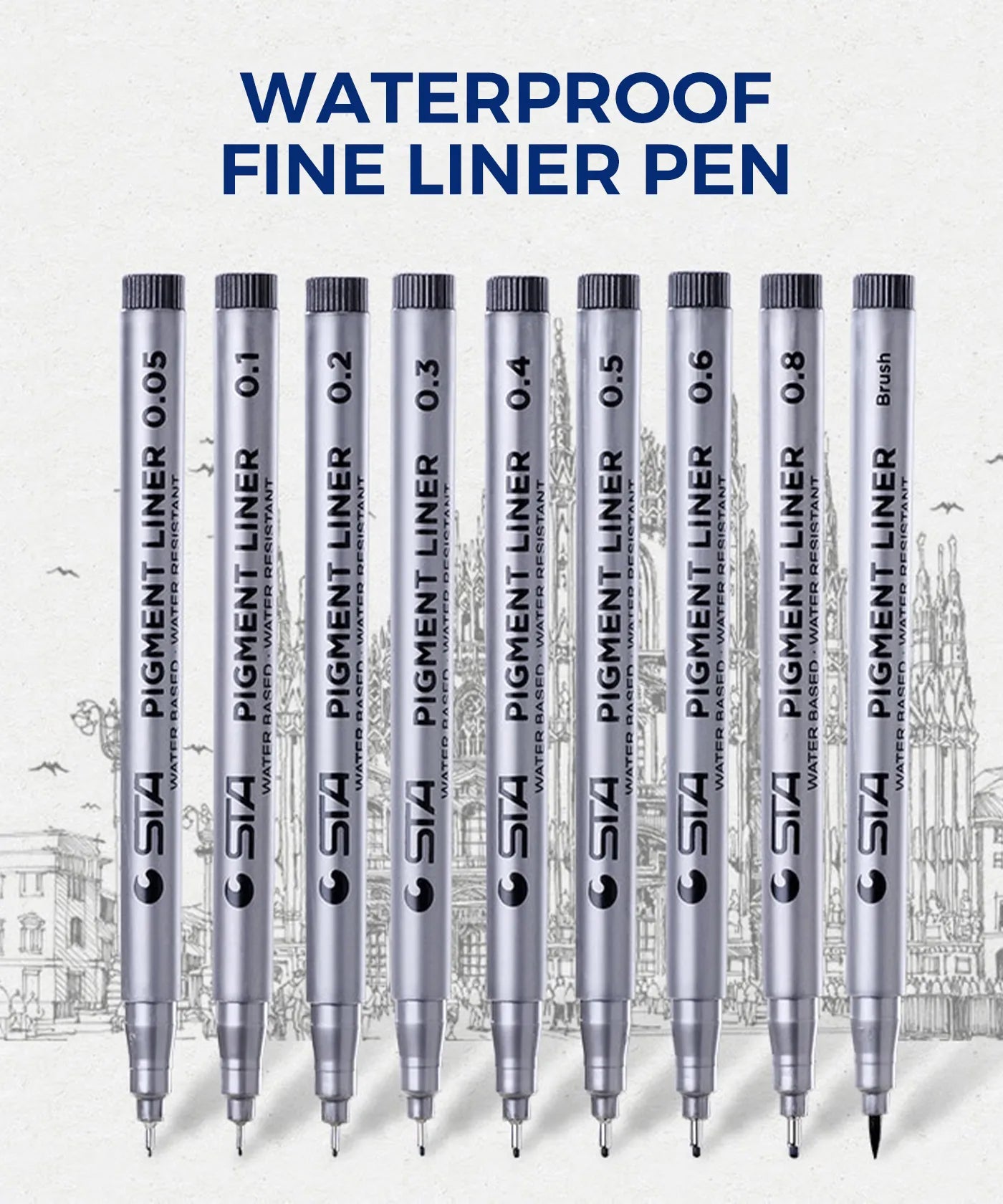 STA Waterproof Black Fineliners - Funto