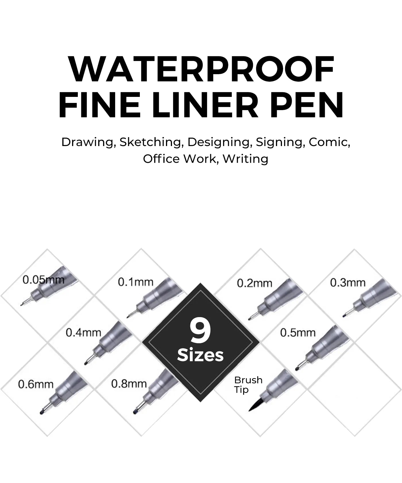 STA Waterproof Black Fineliners - Funto