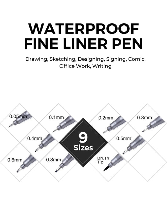 STA Waterproof Black Fineliners - Funto