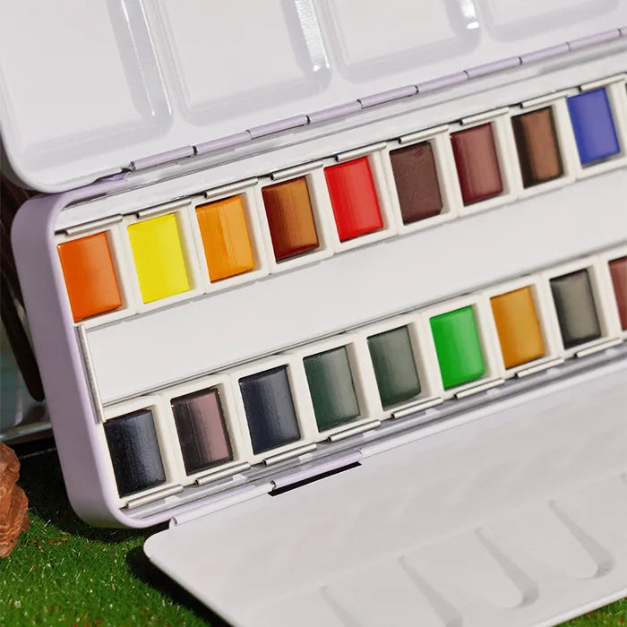 Turquoise Metal Box - Premium 48-Color Watercolor Paint Set - Funto